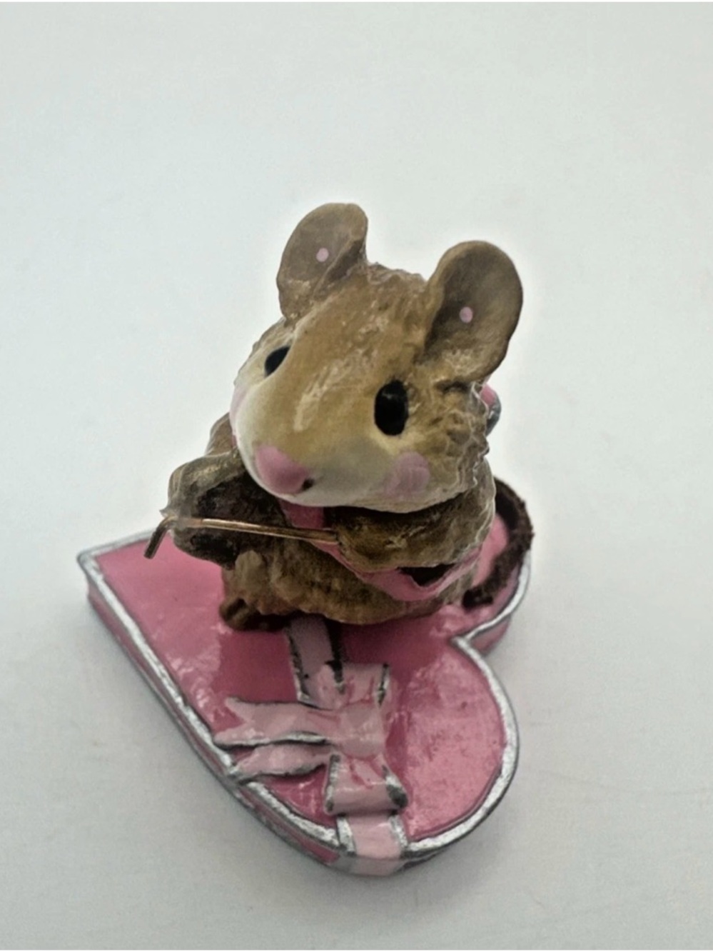 Wee Forest Folk "Cupid Mouse" M-94 WP 1983 WFF Pink Heart Valentine Romantic